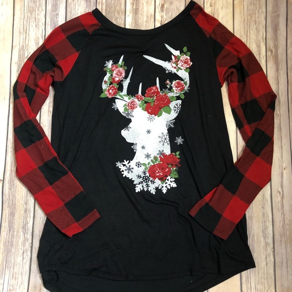 Plaid Floral Buck Long Sleeve Shirt - Picture 2 of 2
